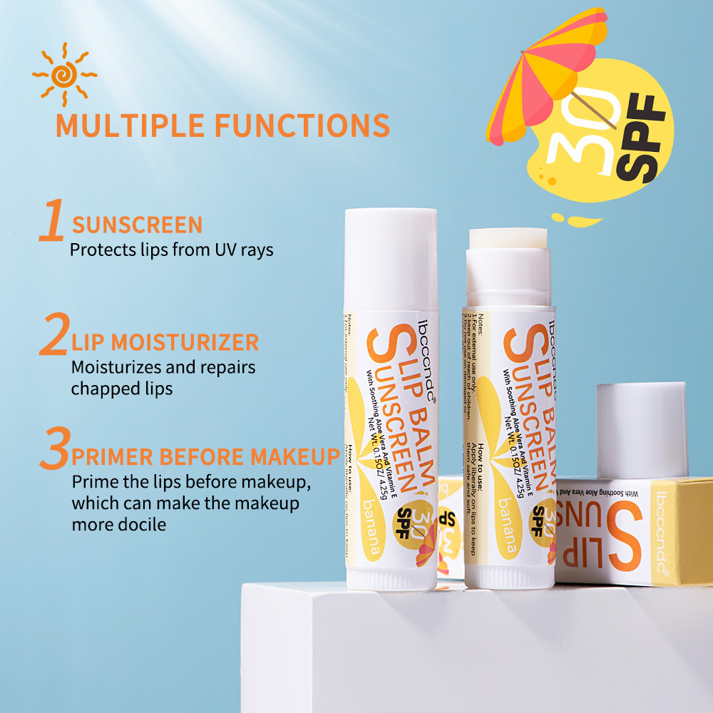 Sunscreen Lip Balm SPF 30 UVA Protection, Lip Moisturizer Primer, Colorless Lipstick Sun Care, Perfect for Lip Care