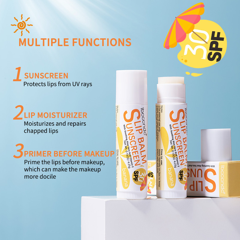 Sunscreen Lip Balm SPF 30 UVA Protection, Lip Moisturizer Primer, Colorless Lipstick Sun Care, Perfect for Lip Care