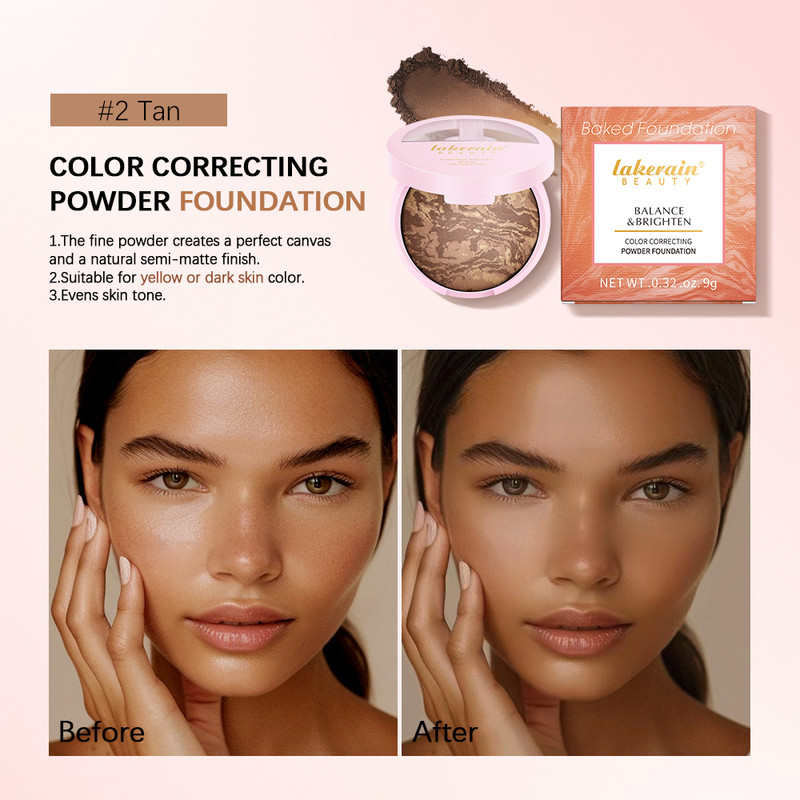 Baked Powder Foundation Oil Control Setting Makeup Pressed Powder Cake Bronzer Glow Face Contouring 2
