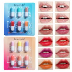 mini cute capsule lipstick set with lip balm, moisturizing waterproof lipstick, non stick cup, carry pill lipstick gift