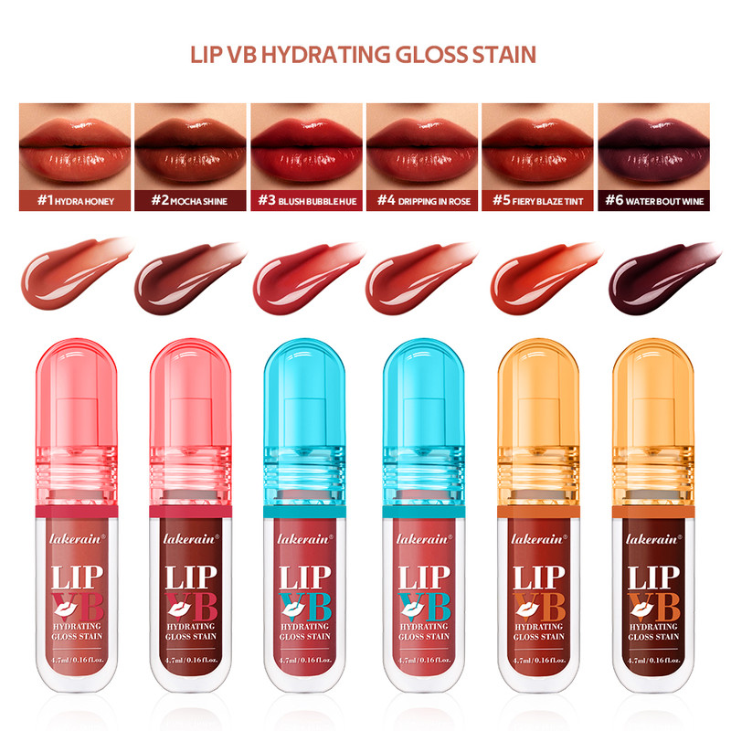 Lip Stain VB Hydrating Gloss Stain, Long-Lasting Hydration, Nourish Lips with Vitamin B12, Magnesium, Coconut Water