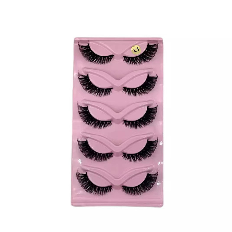 Makeup 5 Pairs Cat Eye Lashes Faux Eyelashes Elongated Eye False Eyelashes Natural Soft Durable Fit 1