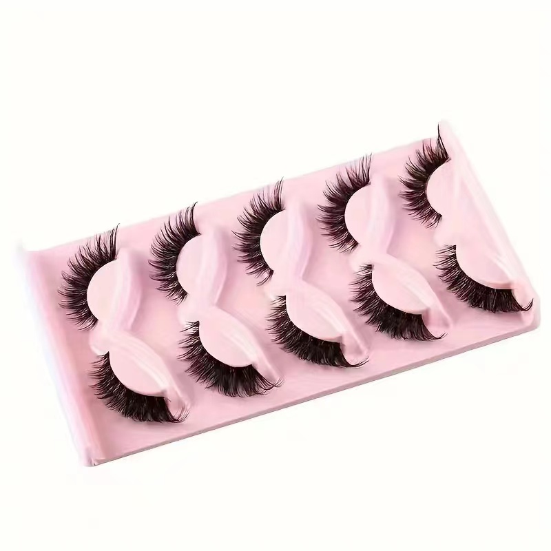 Makeup 5 Pairs Cat Eye Lashes Faux Eyelashes Elongated Eye False Eyelashes Natural Soft Durable Fit 2