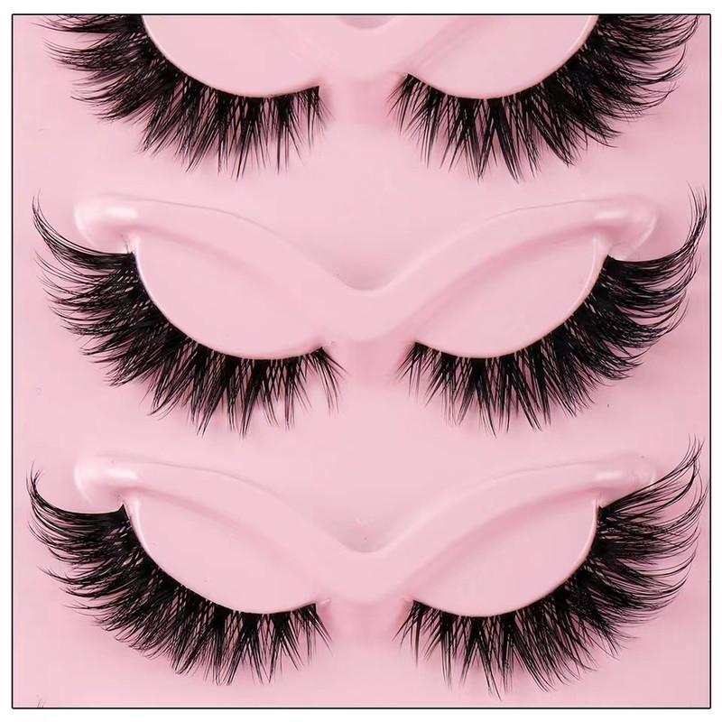Makeup 5 Pairs Cat Eye Lashes Faux Eyelashes Elongated Eye False Eyelashes Natural Soft Durable Fit 3