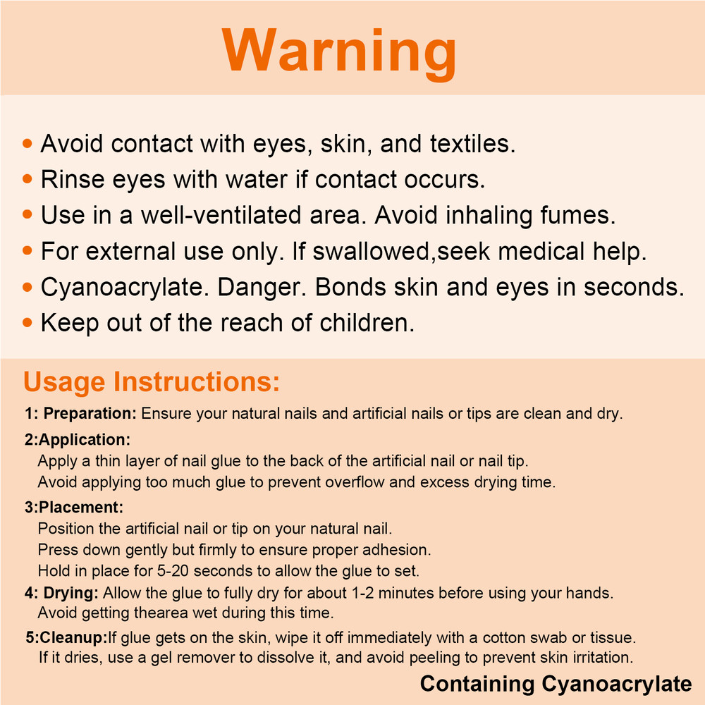 Twoing Waterproof Nail Adhesive Long Lasting Fast Drying Formaldehyde Free Compatible Acrylic Nails 4