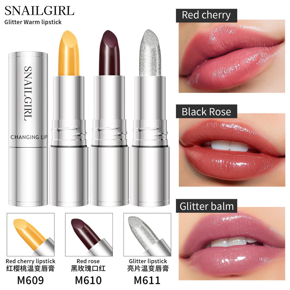 Temperature Color Changing Glitter Lipstick Waterproof, Long Lasting Moisturizing Lip Tint, Sexy Lips Makeup