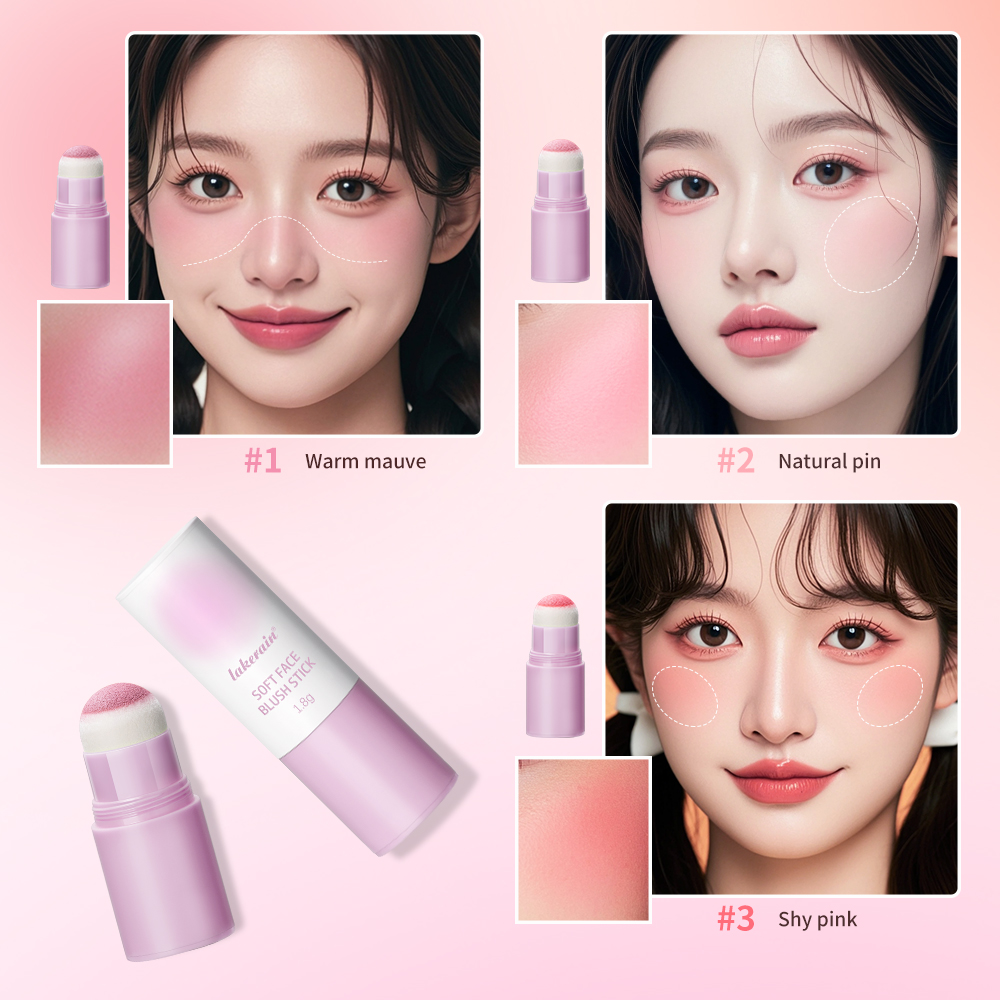 Soft Fog Blush Stick, Energetic Bouncy Korean Style Brightening Face Makeup, Dual Use for Lips and Cheeks, Pink Glow Pro