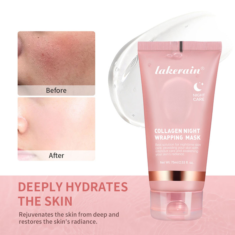 Collagen Overnight Wrapping Peel Off Facial Mask, Elasticity Hydration Care, Deep Firming, Reduces Sagging, Dullness
