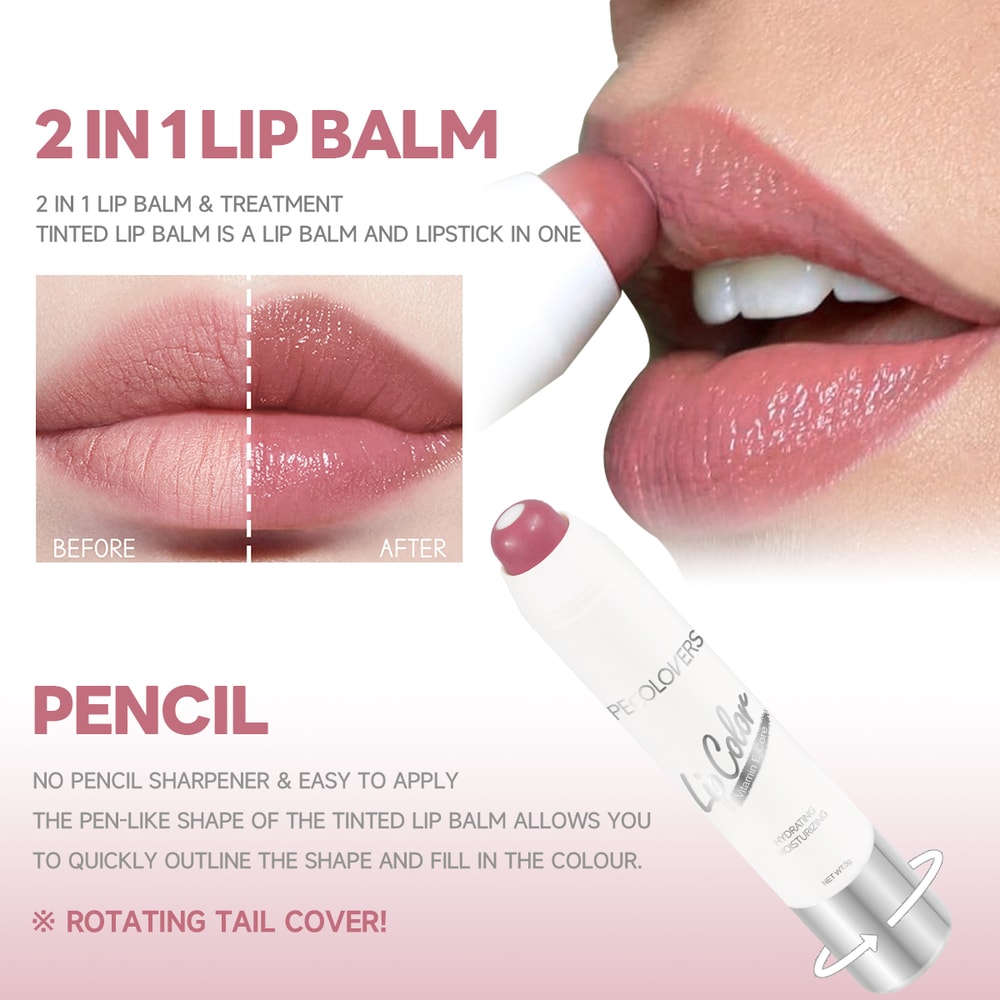 Moisturizing Gloss, Waterproof Color Rendering Lip Gloss, Long lasting Lipstick Pen, Rotating Lipstick Pen for Hydration