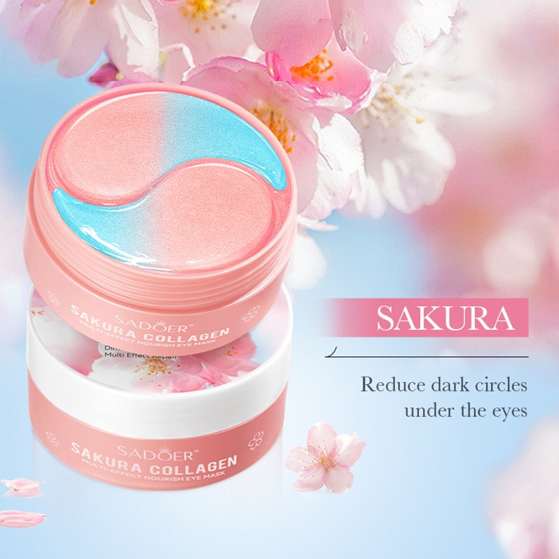 Sakura Collagen Eye Patches, Skin Care for Eyes, Moisturizing Firming, Mask Anti Dark Circles, Eyes Bags Removal