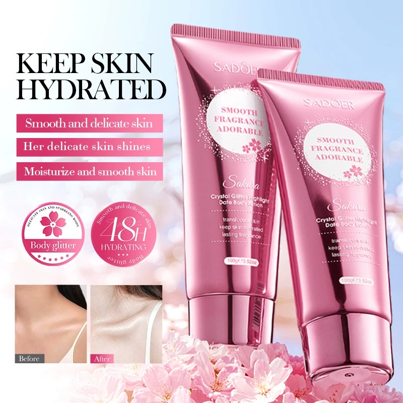 Sakura Fragrance Body Whitening Glitter Cream Moisturizing Hydrating Lotion Luxury Neck Hand Arm Le 0