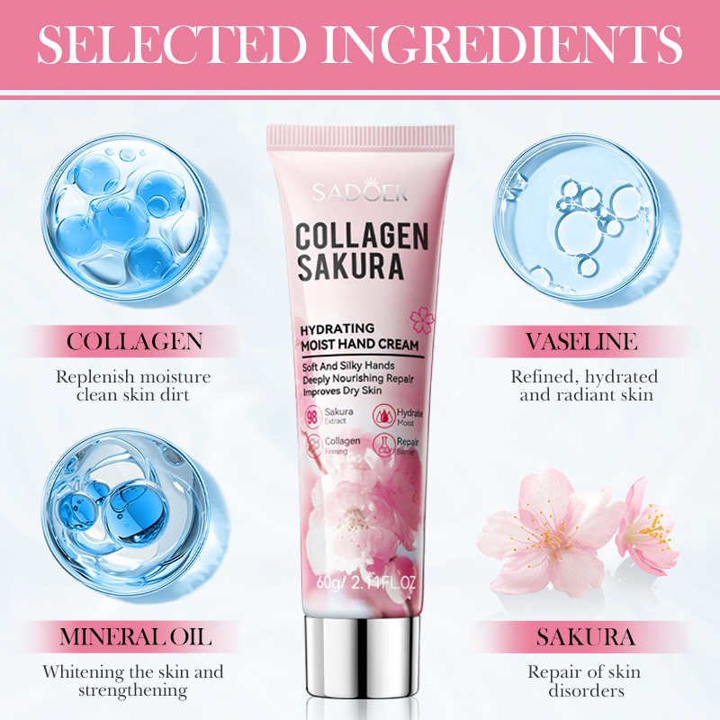 Moisturizing Hydrating Sakura Hand Cream Beauty Skin Care Antiaging Hands Hands Skin Whitening 3