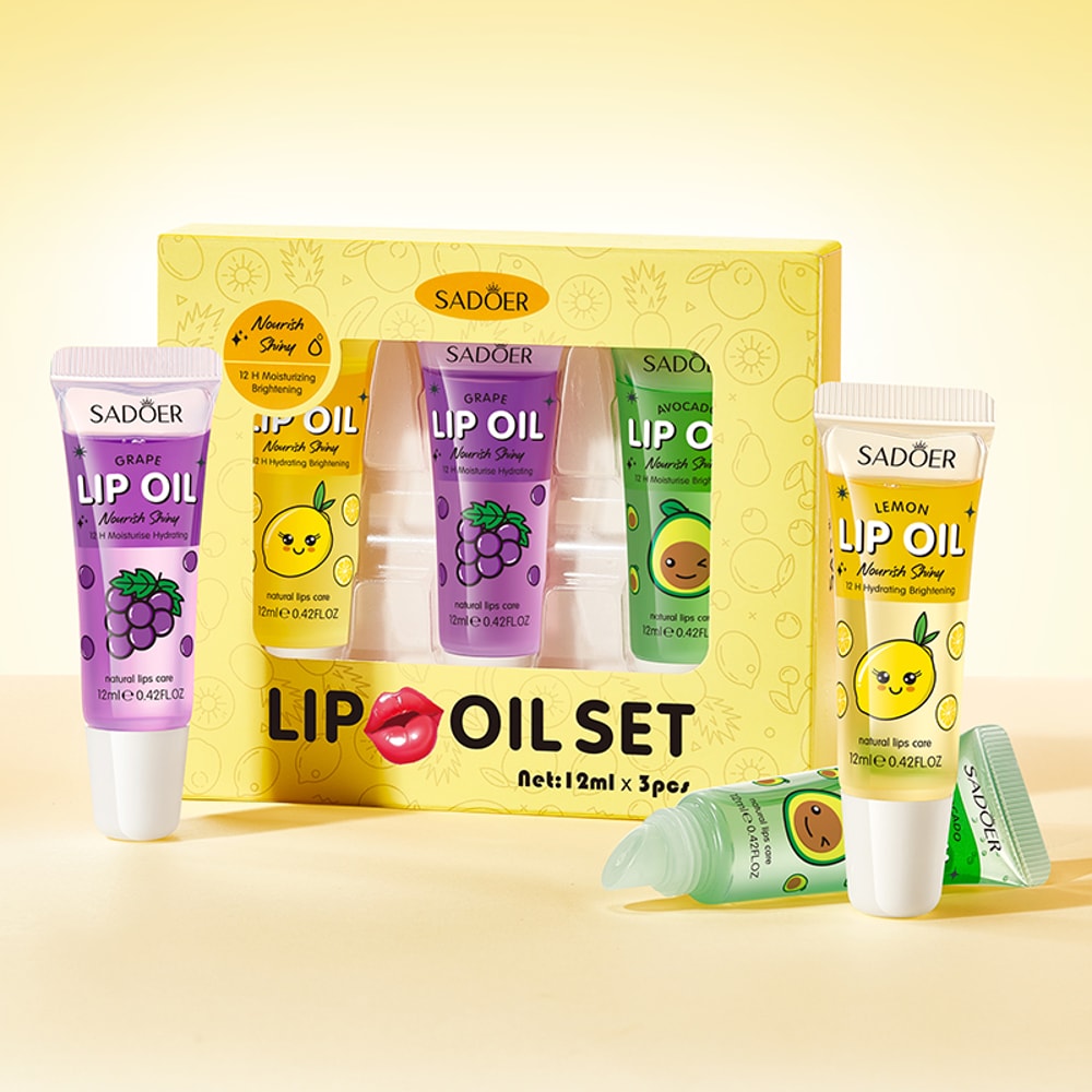 Crystal Jelly Lip Oil Hydrating, Cute Makeup Plumps Lip Gloss, Fruit Lip Balm Clear Serum, Lipsticks Cosmetics Sets