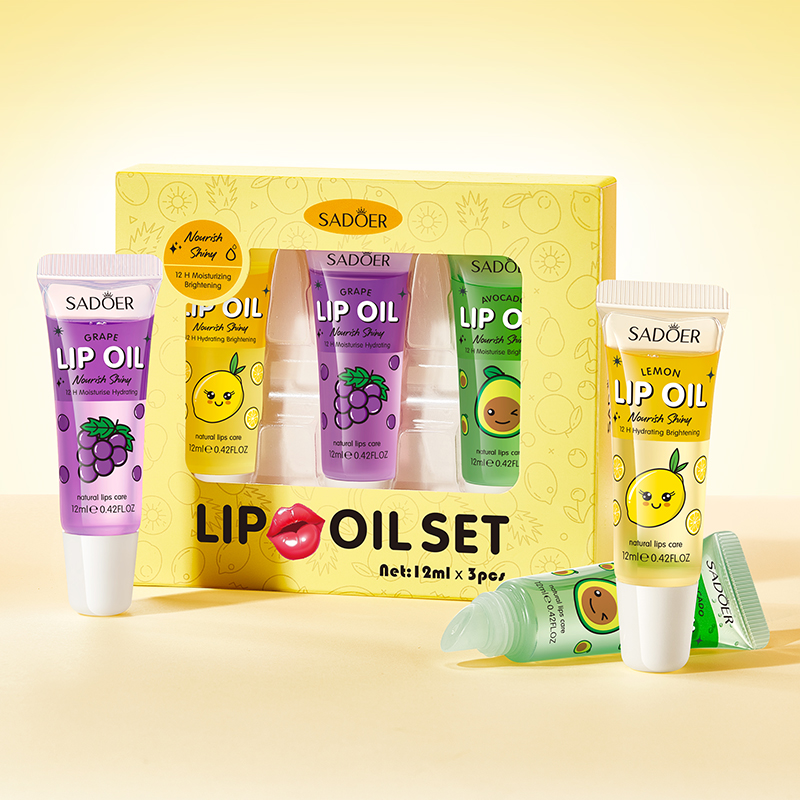 Crystal Jelly Lip Oil Hydrating, Cute Makeup Plumps Lip Gloss, Fruit Lip Balm Clear Serum, Lipsticks Cosmetics Sets