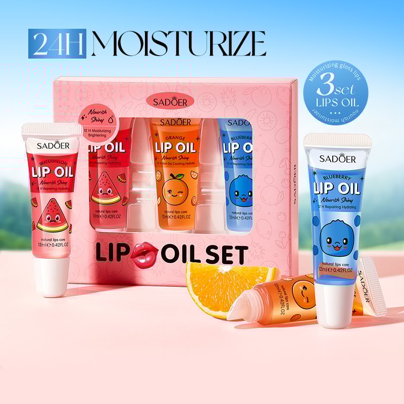Crystal Jelly Lip Oil Hydrating, Cute Makeup Plumps Lip Gloss, Fruit Lip Balm Clear Serum, Lipsticks Cosmetics Sets