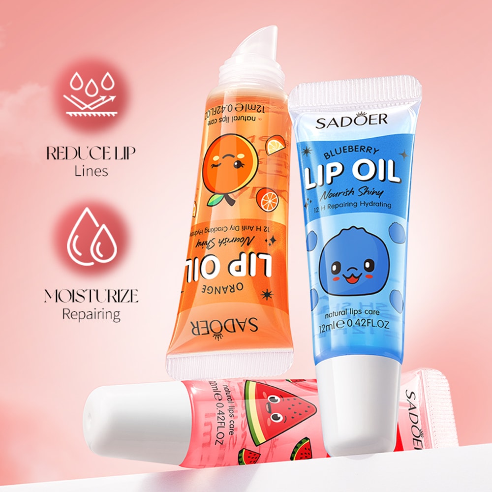 Crystal Jelly Lip Oil Hydrating, Cute Makeup Plumps Lip Gloss, Fruit Lip Balm Clear Serum, Lipsticks Cosmetics Sets
