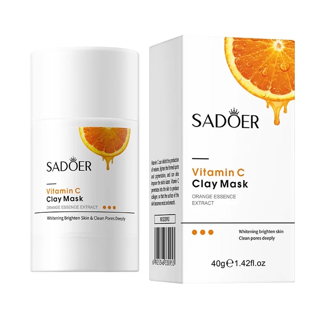 Vitamin C Solid, Moisturizing Clay Face Mask, Facial Mask Clay Mud Stick, Oil Control, Pore Cleaning, Remove Blackhead