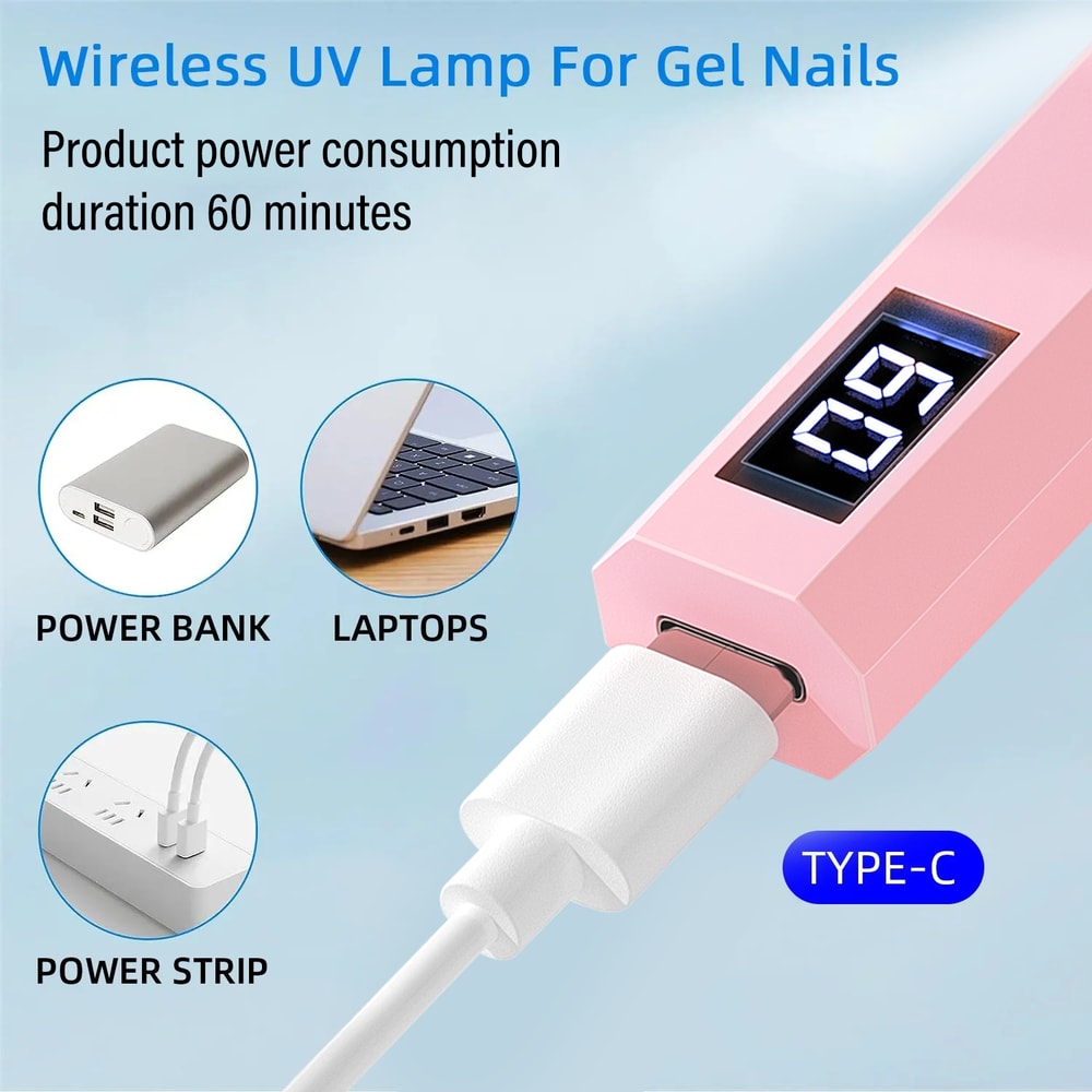 Convenient Handheld Nail Dryer Rechargeable Quick Dry Nail Lamp All Gel Polish Nail Art Tool USB La 2