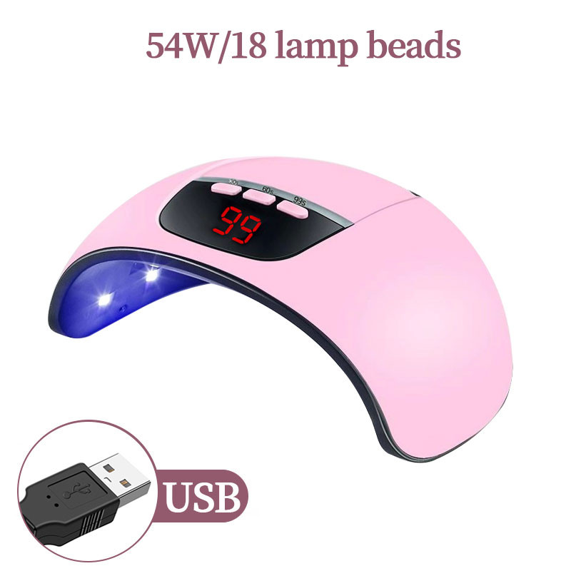 Portable UV LED Nail Lamp, Gel Nail Dryer Light, USB Charging Nail Art Dryer with 18 Infrared Smart Light Beads