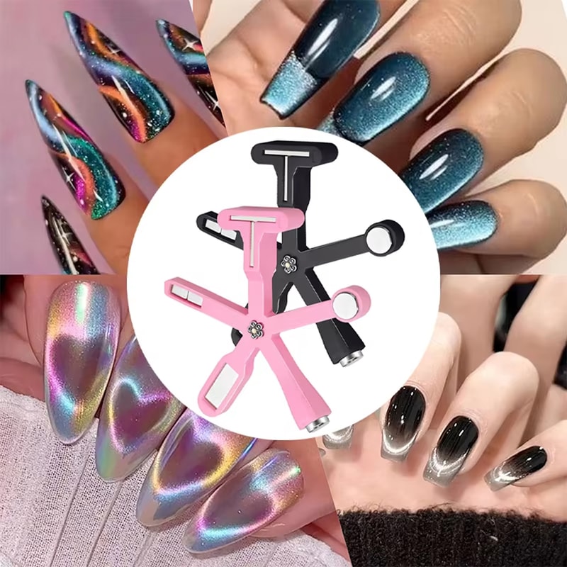 Love Heart Pattern, Nail Magnet 6in1 Cat Eye, Side Light, Half Moon, Daisy Flower, French, Nail UV Manicure Magnets