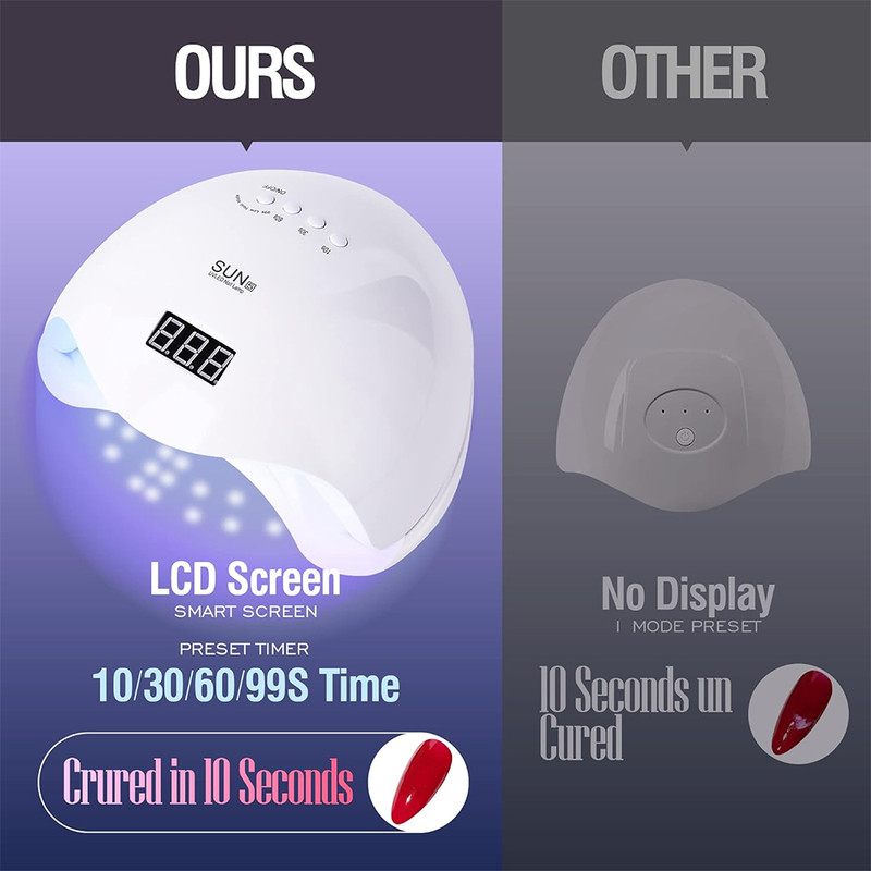 48W LED UV, Nail Art Tools, Professional 4 Timers, All Gel, Automatic Sensor Lamp for Nails Drying, Fast Curing Machine