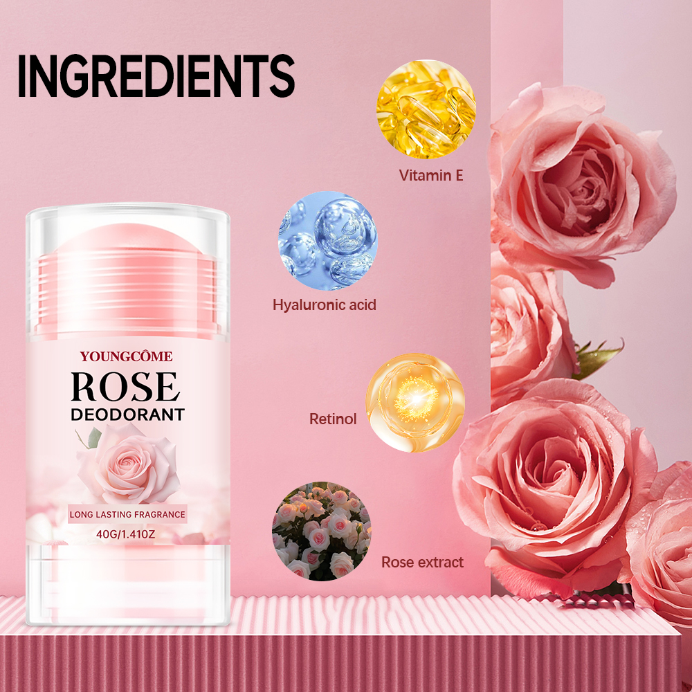 Pink Rose Essentials Long Lasting Fragrance Deodorant Stick Oil Deodorant Cream Perfume Cooling Arm 2