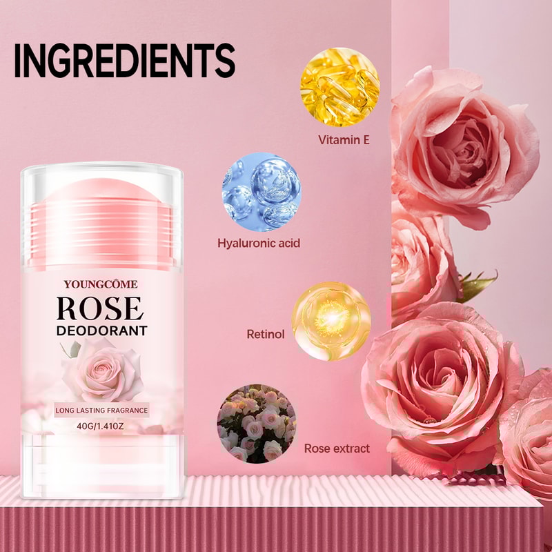 Pink Rose Essentials Long Lasting Fragrance Deodorant Stick Oil Deodorant Cream Perfume Cooling Arm 2