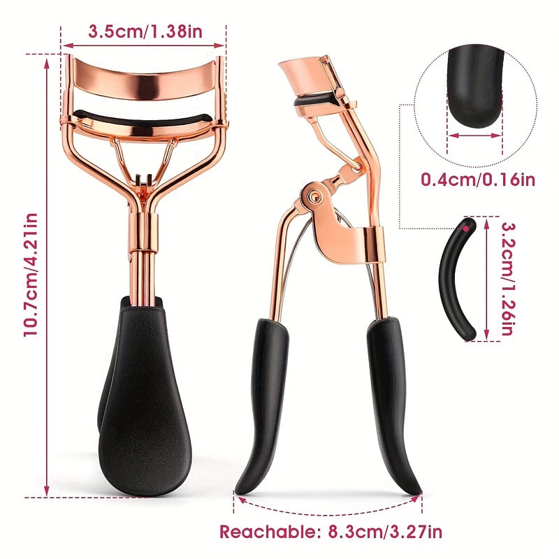 Eyelash Curler Women, Professional Eyelashes Curling Tweezers Clips, Lasting Eye Makeup Tools with Pads