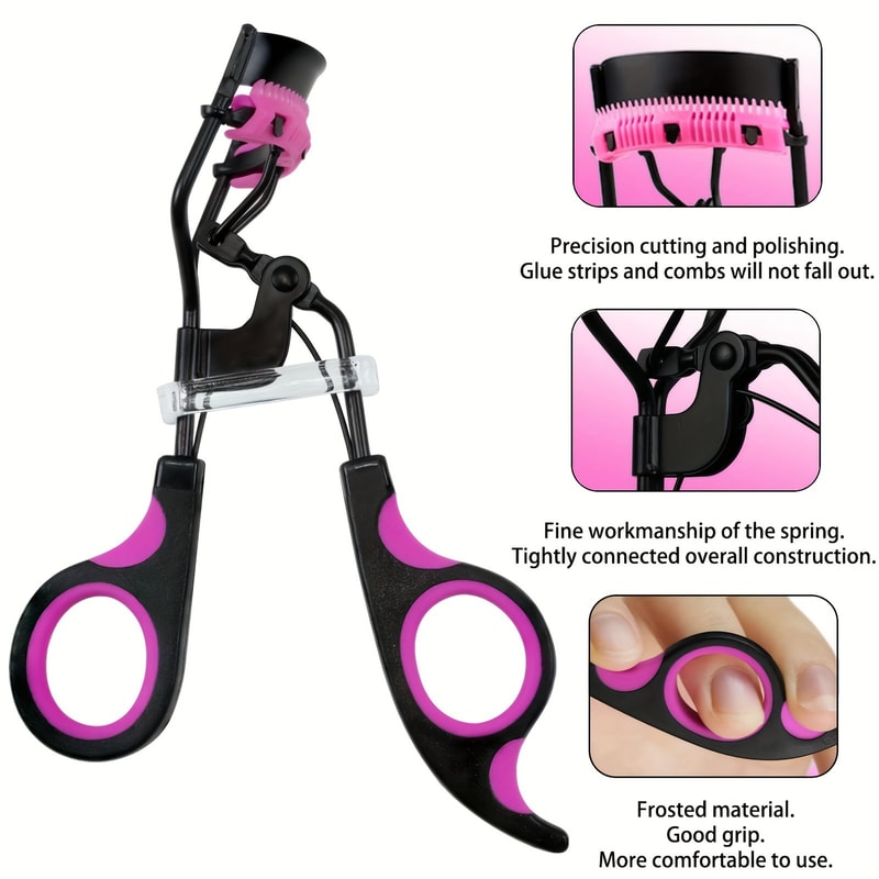 Eyelash Curler Women, Professional Eyelashes Curling Tweezers Clips, Lasting Eye Makeup Tools with Pads