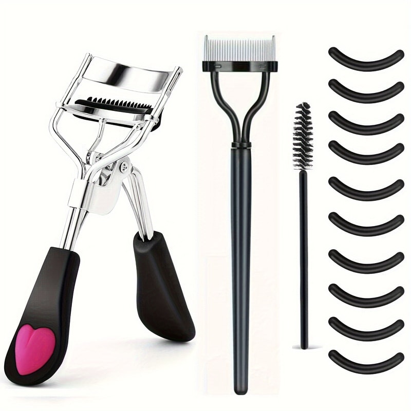 Eyelash Curler Women, Professional Eyelashes Curling Tweezers Clips, Lasting Eye Makeup Tools with Pads