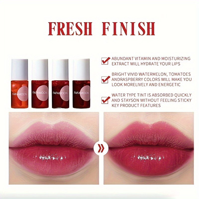 Fruity Lip Tint Water Gloss Tint, Long Lasting Colors, Moisturizing Waterproof Liquid Lipstick, Non Stick, High Pigment