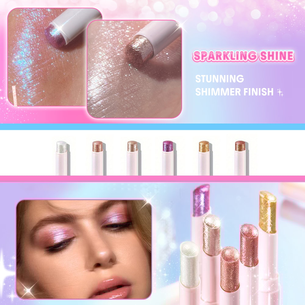 Jelly Eyeshadow Highlight Stick, Long-Lasting High Pigment, Glitter Shimmer, Valentine's Day Party, Beach Travel Holiday