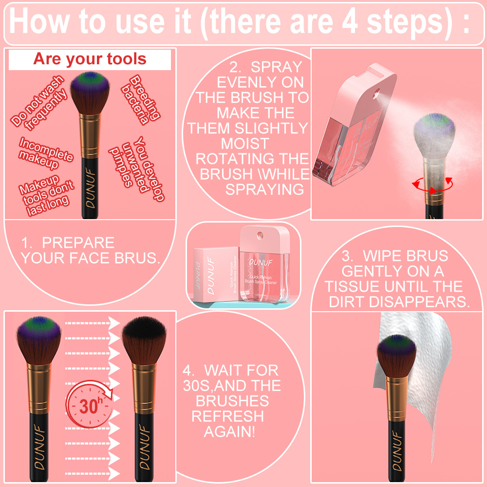Makeup Tools Deep Egg Powder Puff Cleaning Spray Beauty Makeup Brush Cleaning Spray Hygienic Quick 4