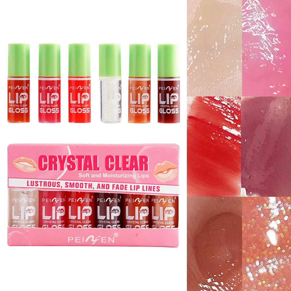 Moisturizing Lip Gloss Hydrating Lip Glaze Transparent Lip Oil Lip Plumper Lipstick Set Make Up Liq 5