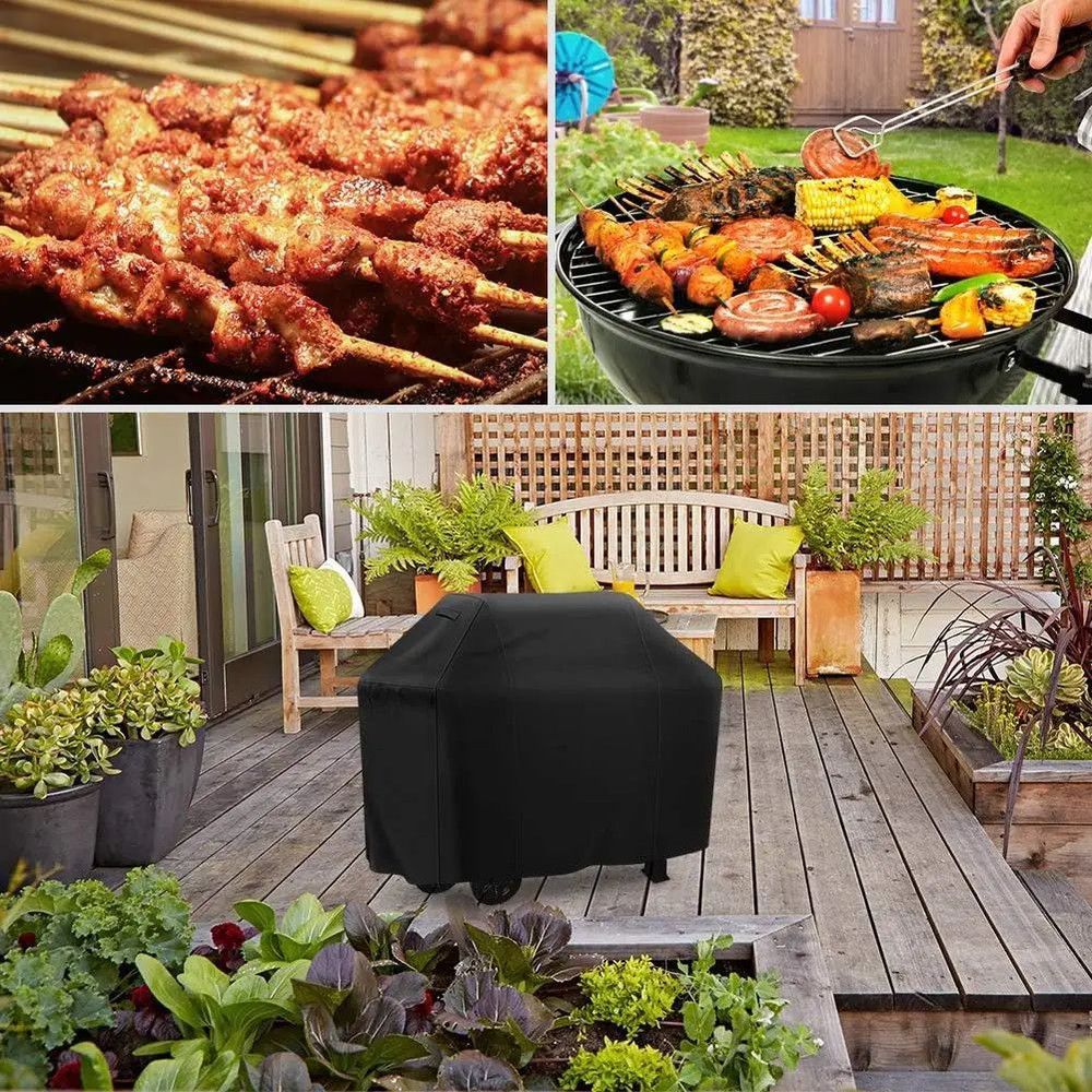Heavy Duty BBQ Grill Cover, Anti-Dust Waterproof Outdoor Barbecue Cover for Weber, Charbroil & Round Grillse