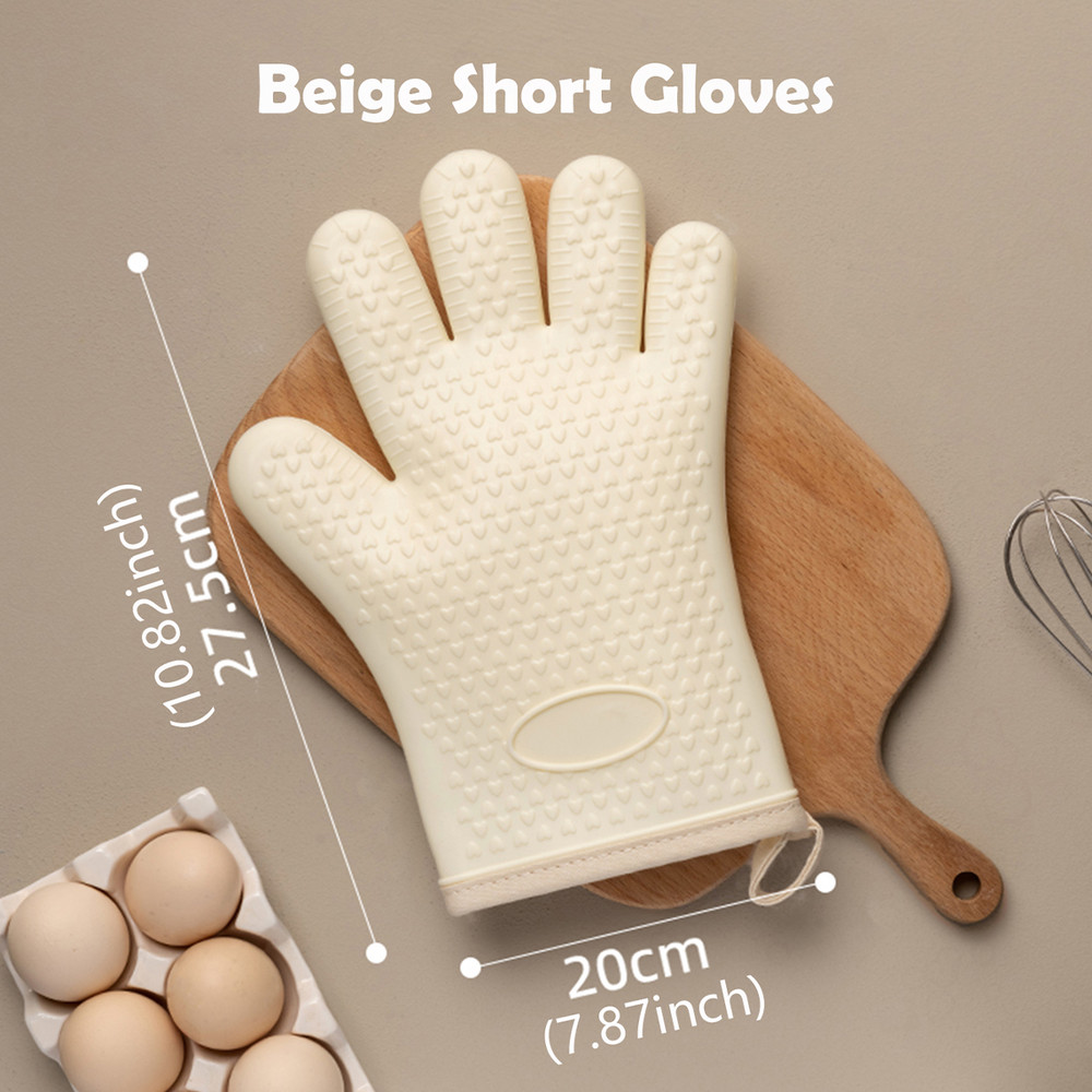Heat Resistant Oven Baking Gloves Anti Scald, Non-Slip Silicone Kitchen Gloves for Safe Cooking