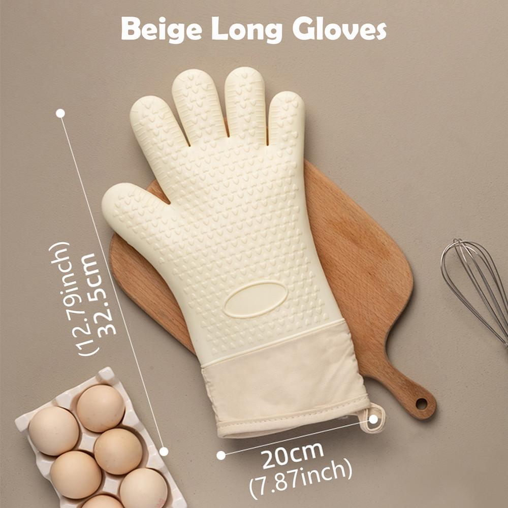 Heat Resistant Oven Baking Gloves Anti Scald, Non-Slip Silicone Kitchen Gloves for Safe Cooking