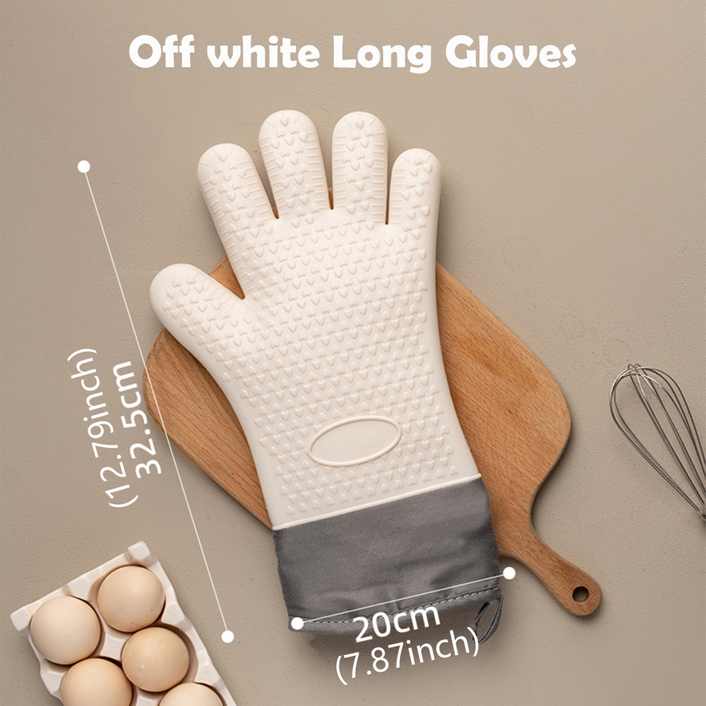 Heat Resistant Oven Baking Gloves Anti Scald, Non-Slip Silicone Kitchen Gloves for Safe Cooking