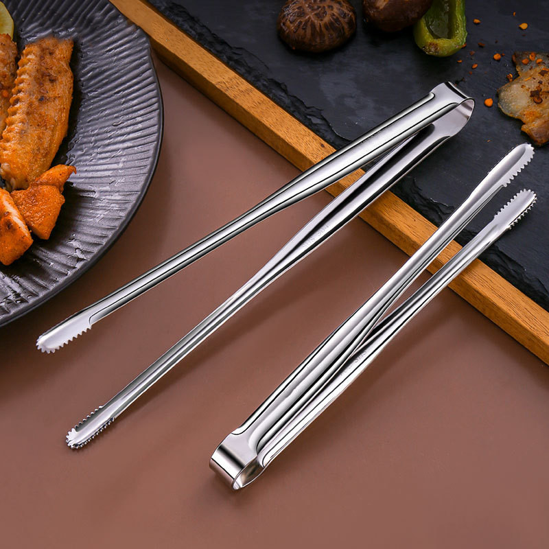 Stainless Steel Food Clip Bread Tong Heavy Duty BBQ Cooking Utensils NonSlip Kitchen Accessories