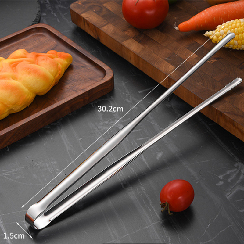 Stainless Steel Food Clip Bread Tong Heavy Duty BBQ Cooking Utensils NonSlip Kitchen Accessories