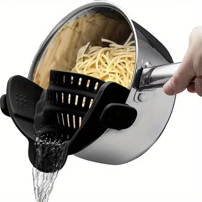 Adjustable Silicone Clip On Strainer for Pots  Pans Handheld Drainer for Noodles Pasta Veggies