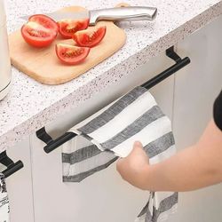 stainless steel over door towel rack, space-saving hanging towel bar for bathroom & kitchen
