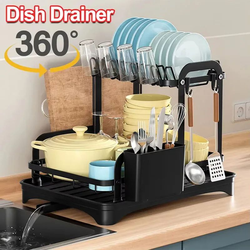 DoubleLayer Kitchen Dish Rack SpaceSaving Tableware Organizer 0