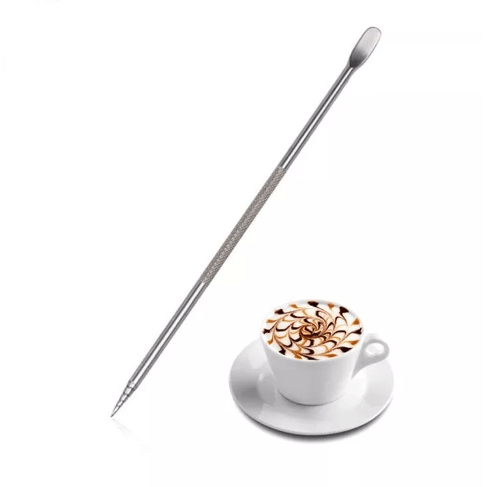 Stainless Steel Coffee Latte Art Pen Barista Needle Tool For Foam Design 0