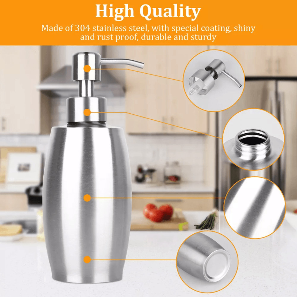 Stainless Steel Hand Soap Dispenser For Kitchen Sink Bathroom Lotion Liquid Pump Bottle 2
