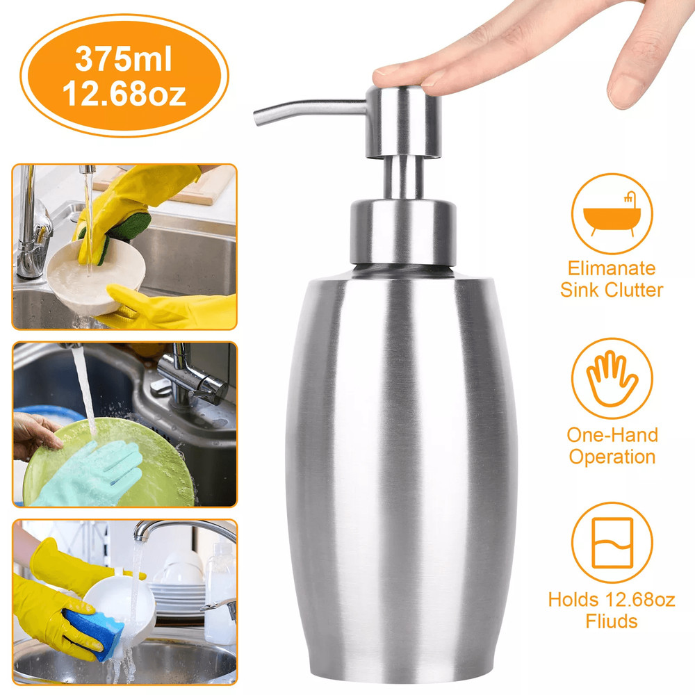 Stainless Steel Hand Soap Dispenser For Kitchen Sink Bathroom Lotion Liquid Pump Bottle 0