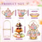 21-Piece Ceramic Tea Set with Metal Holder & Cupcake Stand – Elegant European Tea Pot, Cups, and Tiered Dessert Tower