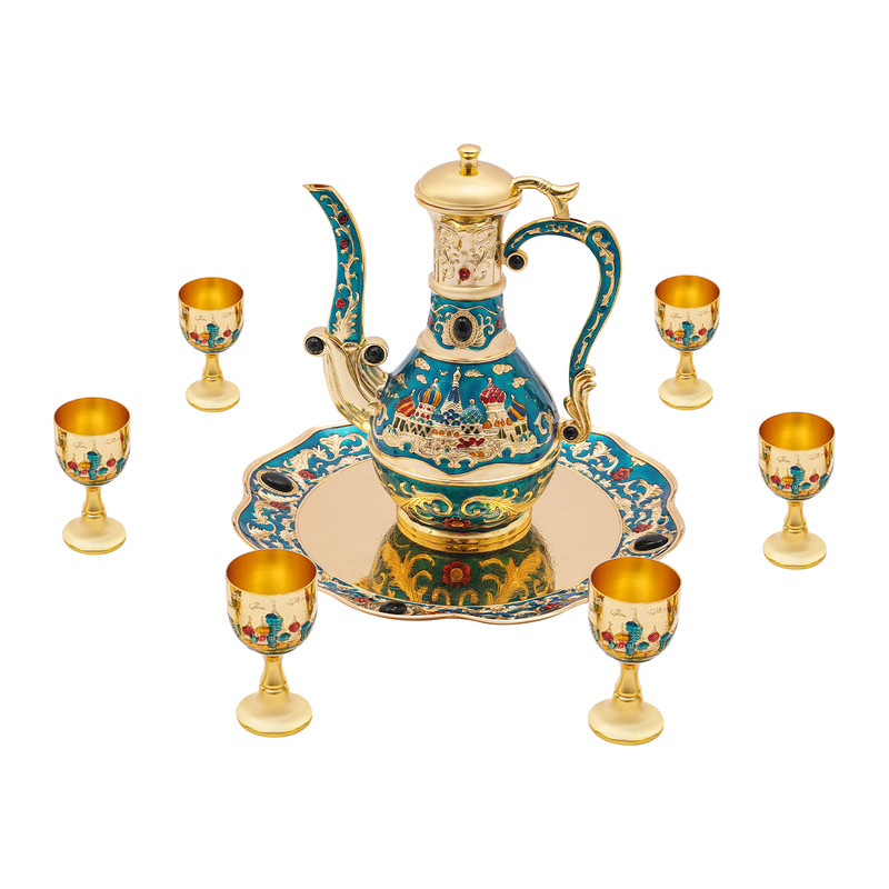 Antique-Style Coffee Pot & Tea Cup Set – Vintage Decor with Concave Tray & Eagle Beak Spout