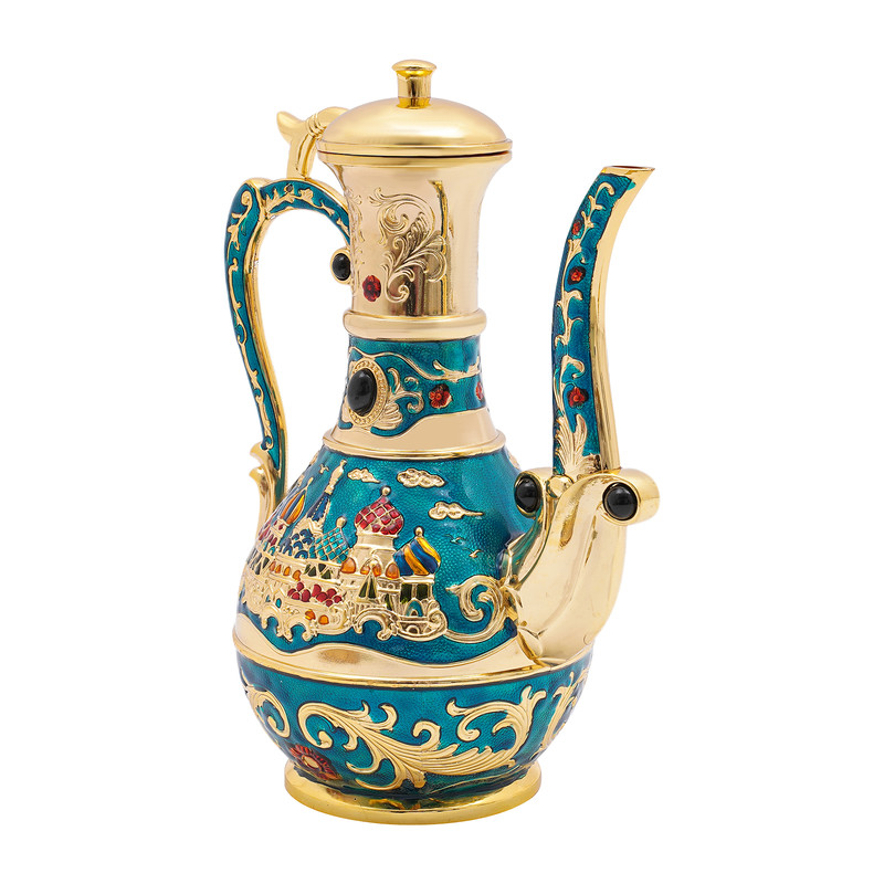 Antique-Style Coffee Pot & Tea Cup Set – Vintage Decor with Concave Tray & Eagle Beak Spout