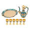 Antique-Style Coffee Pot & Tea Cup Set – Vintage Decor with Concave Tray & Eagle Beak Spout